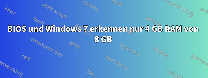 BIOS und Windows 7 erkennen nur 4 GB RAM von 8 GB