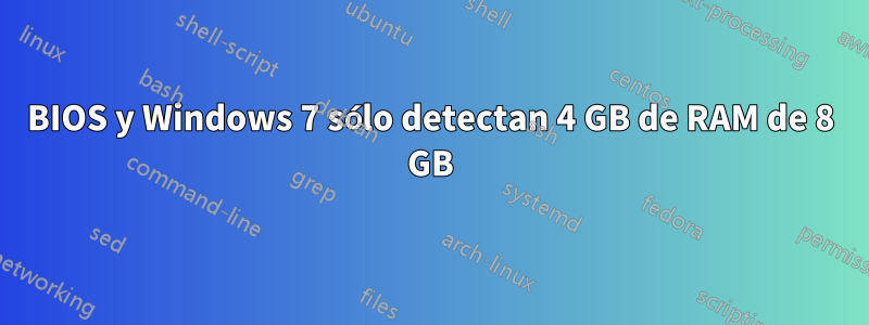 BIOS y Windows 7 sólo detectan 4 GB de RAM de 8 GB