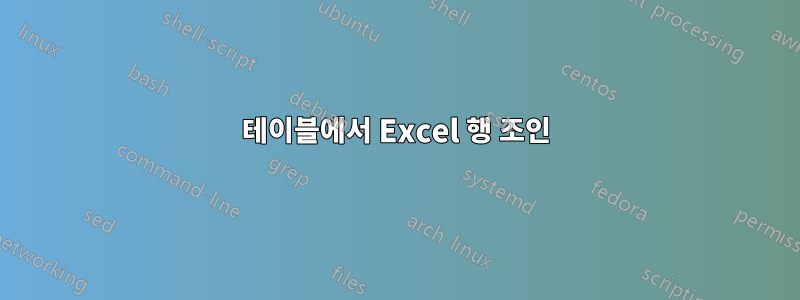 테이블에서 Excel 행 조인