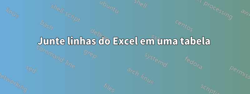 Junte linhas do Excel em uma tabela
