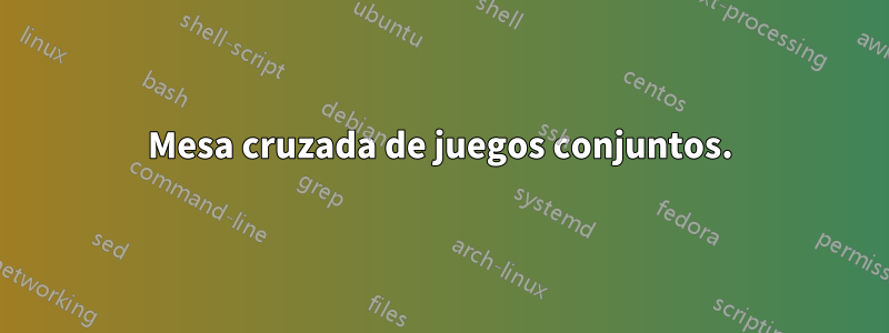 Mesa cruzada de juegos conjuntos.