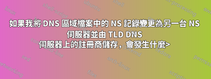 如果我將 DNS 區域檔案中的 NS 記錄變更為另一台 NS 伺服器並由 TLD DNS 伺服器上的註冊商儲存，會發生什麼>