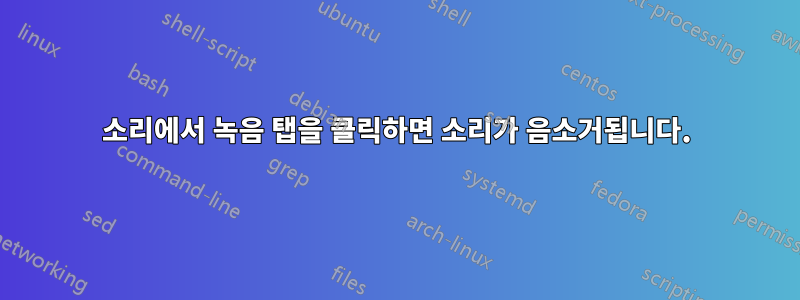 소리에서 녹음 탭을 클릭하면 소리가 음소거됩니다.