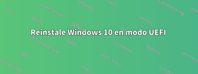 Reinstale Windows 10 en modo UEFI