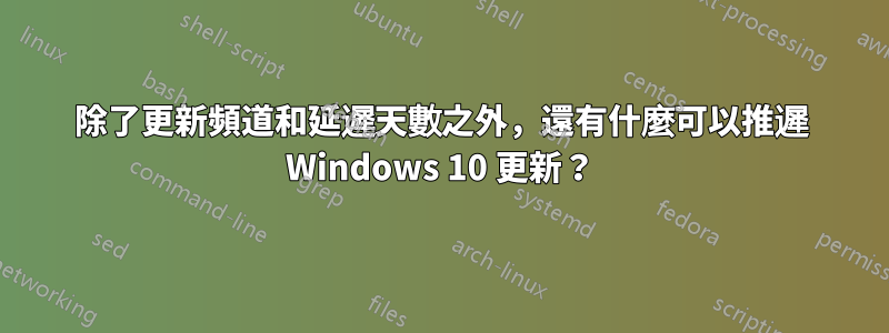 除了更新頻道和延遲天數之外，還有什麼可以推遲 Windows 10 更新？