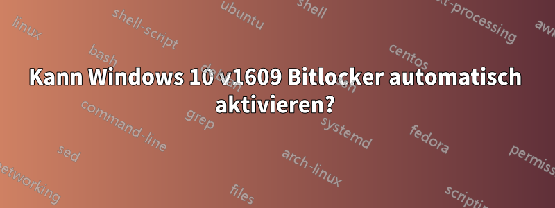 Kann Windows 10 v1609 Bitlocker automatisch aktivieren?