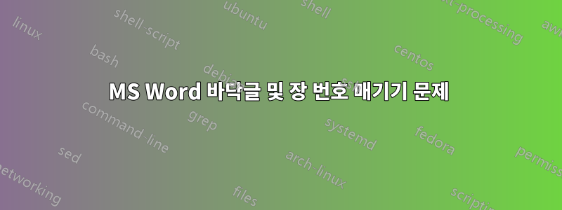 MS Word 바닥글 및 장 번호 매기기 문제