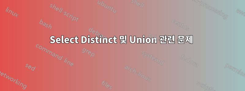 Select Distinct 및 Union 관련 문제