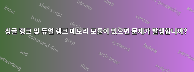 싱글 랭크 및 듀얼 랭크 메모리 모듈이 있으면 문제가 발생합니까?