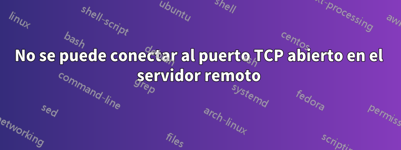 No se puede conectar al puerto TCP abierto en el servidor remoto