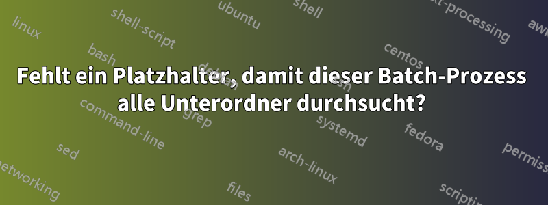 Fehlt ein Platzhalter, damit dieser Batch-Prozess alle Unterordner durchsucht?