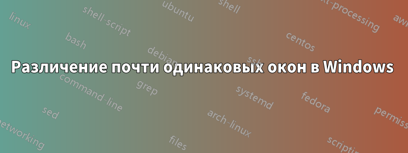 Различение почти одинаковых окон в Windows