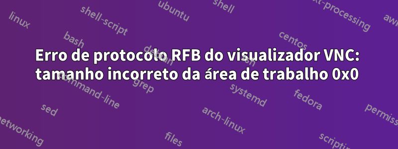 Erro de protocolo RFB do visualizador VNC: tamanho incorreto da área de trabalho 0x0