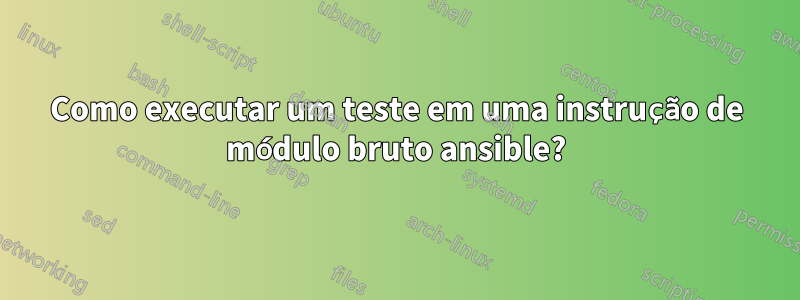 Como executar um teste em uma instrução de módulo bruto ansible?