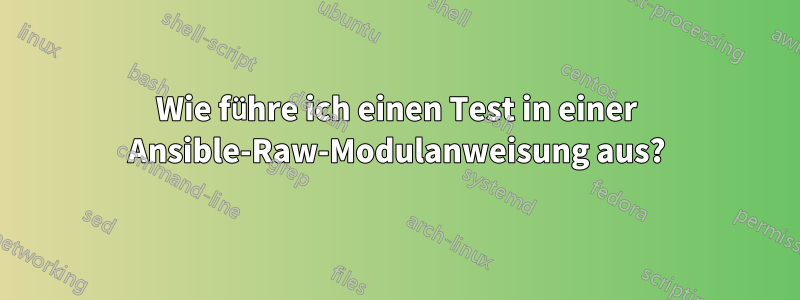 Wie führe ich einen Test in einer Ansible-Raw-Modulanweisung aus?