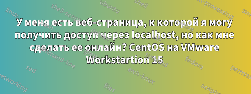 У меня есть веб-страница, к которой я могу получить доступ через localhost, но как мне сделать ее онлайн? CentOS на VMware Workstartion 15