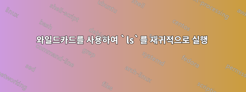 와일드카드를 사용하여 `ls`를 재귀적으로 실행