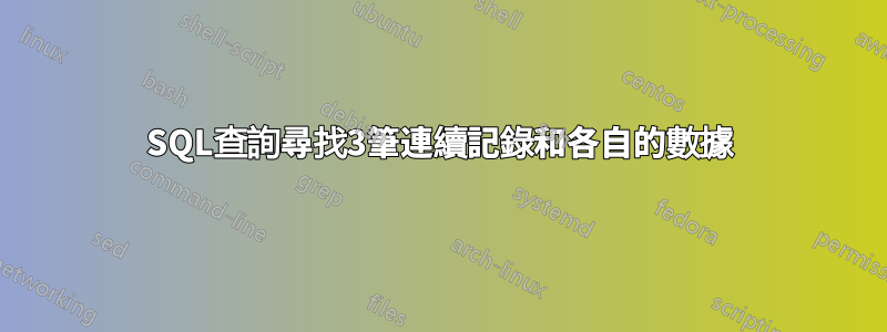 SQL查詢尋找3筆連續記錄和各自的數據