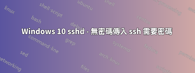 Windows 10 sshd - 無密碼傳入 ssh 需要密碼