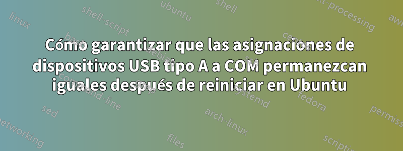 Cómo garantizar que las asignaciones de dispositivos USB tipo A a COM permanezcan iguales después de reiniciar en Ubuntu