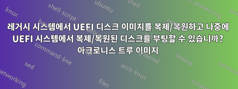 레거시 시스템에서 UEFI 디스크 이미지를 복제/복원하고 나중에 UEFI 시스템에서 복제/복원된 디스크를 부팅할 수 있습니까? 아크로니스 트루 이미지