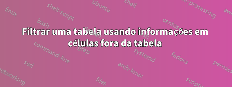 Filtrar uma tabela usando informações em células fora da tabela