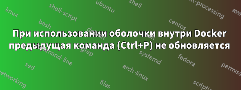 При использовании оболочки внутри Docker предыдущая команда (Ctrl+P) не обновляется