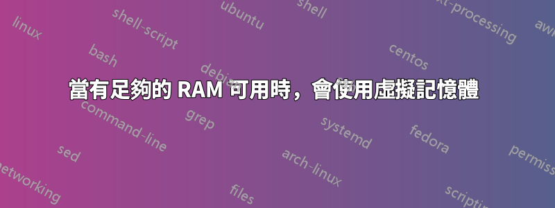 當有足夠的 RAM 可用時，會使用虛擬記憶體 