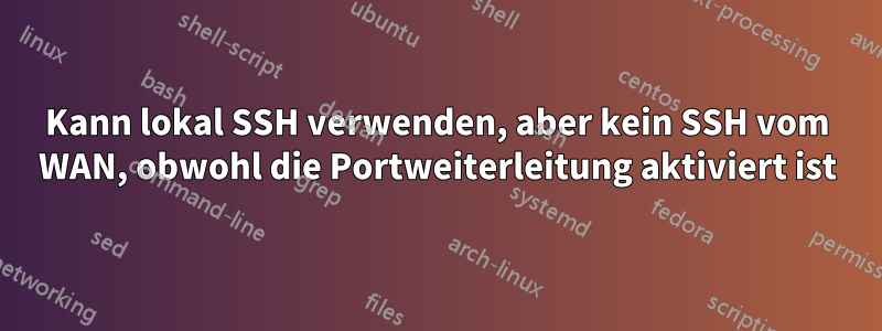 Kann lokal SSH verwenden, aber kein SSH vom WAN, obwohl die Portweiterleitung aktiviert ist