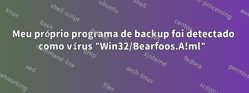 Meu próprio programa de backup foi detectado como vírus "Win32/Bearfoos.A!ml"