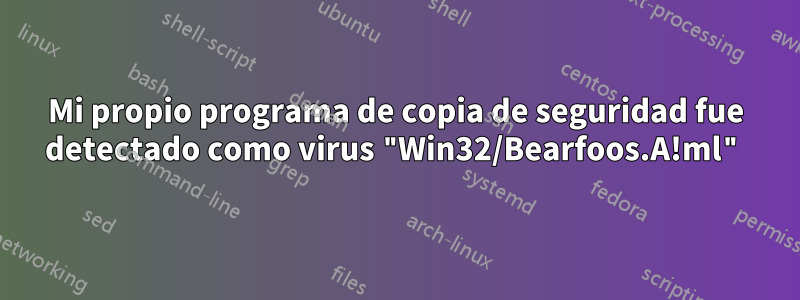 Mi propio programa de copia de seguridad fue detectado como virus "Win32/Bearfoos.A!ml"