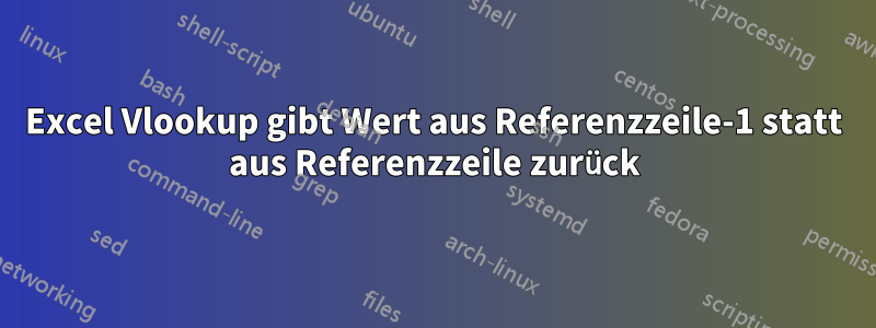 Excel Vlookup gibt Wert aus Referenzzeile-1 statt aus Referenzzeile zurück