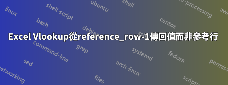 Excel Vlookup從reference_row-1傳回值而非參考行