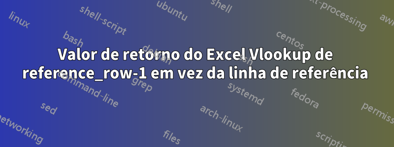 Valor de retorno do Excel Vlookup de reference_row-1 em vez da linha de referência