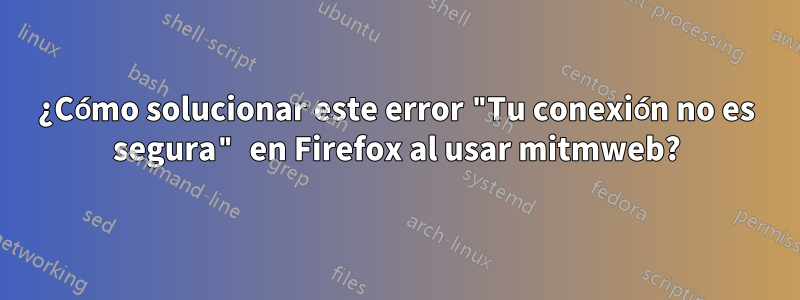 ¿Cómo solucionar este error "Tu conexión no es segura" en Firefox al usar mitmweb?