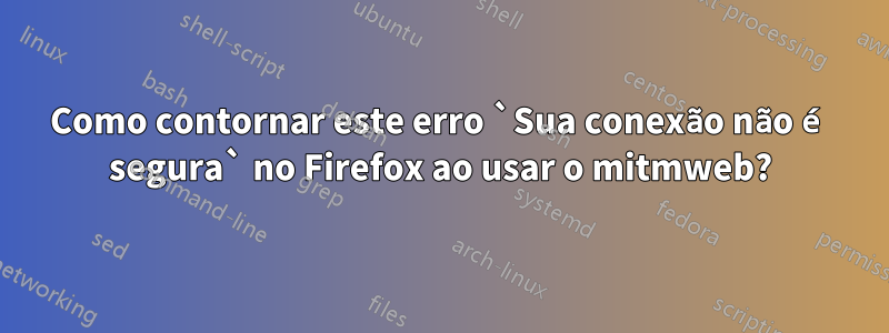 Como contornar este erro `Sua conexão não é segura` no Firefox ao usar o mitmweb?