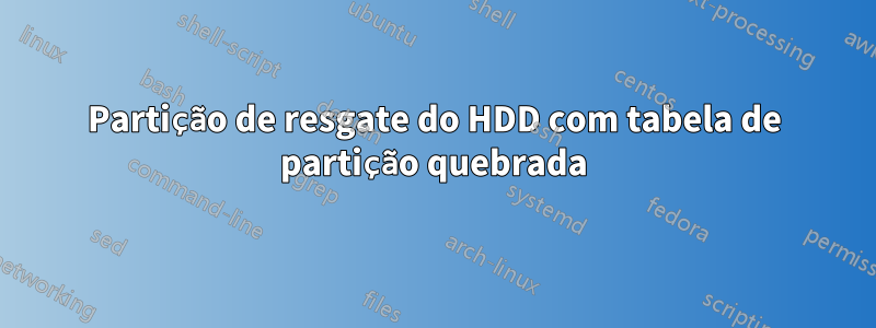 Partição de resgate do HDD com tabela de partição quebrada