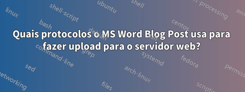 Quais protocolos o MS Word Blog Post usa para fazer upload para o servidor web?