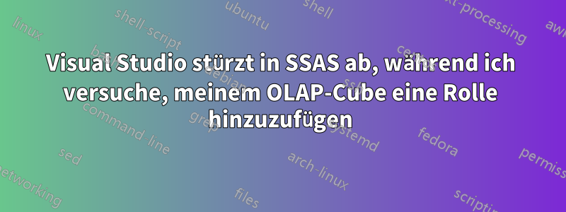 Visual Studio stürzt in SSAS ab, während ich versuche, meinem OLAP-Cube eine Rolle hinzuzufügen