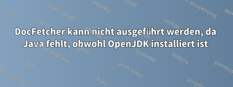 DocFetcher kann nicht ausgeführt werden, da Java fehlt, obwohl OpenJDK installiert ist