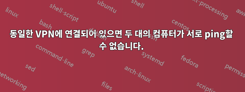 동일한 VPN에 연결되어 있으면 두 대의 컴퓨터가 서로 ping할 수 없습니다.