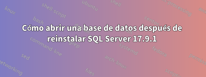 Cómo abrir una base de datos después de reinstalar SQL Server 17.9.1