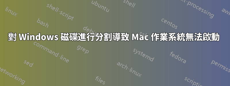 對 Windows 磁碟進行分割導致 Mac 作業系統無法啟動