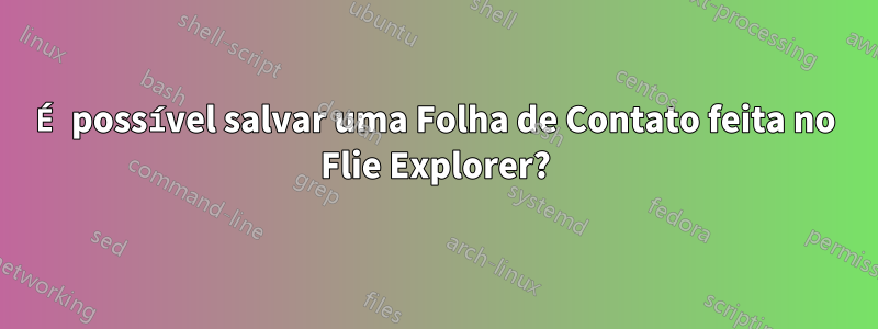 É possível salvar uma Folha de Contato feita no Flie Explorer?