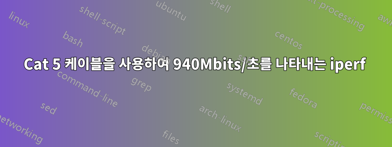 Cat 5 케이블을 사용하여 940Mbits/초를 나타내는 iperf