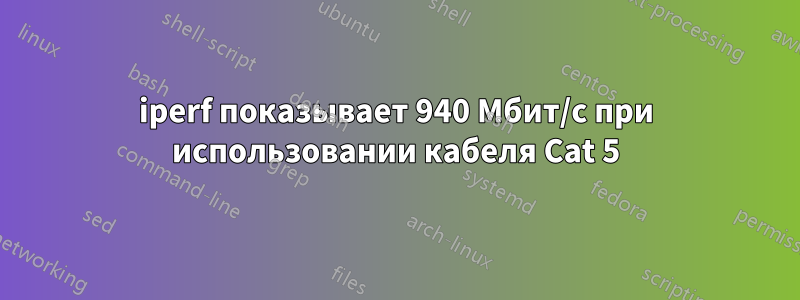 iperf показывает 940 Мбит/с при использовании кабеля Cat 5