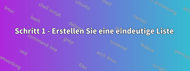 Schritt 1 - Erstellen Sie eine eindeutige Liste