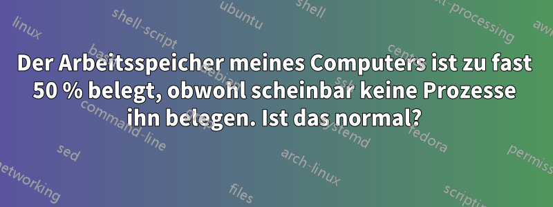 Der Arbeitsspeicher meines Computers ist zu fast 50 % belegt, obwohl scheinbar keine Prozesse ihn belegen. Ist das normal?