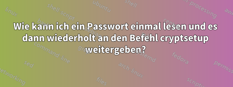 Wie kann ich ein Passwort einmal lesen und es dann wiederholt an den Befehl cryptsetup weitergeben?