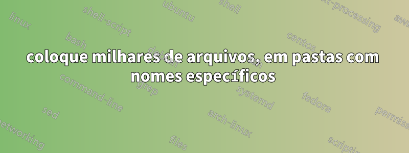 coloque milhares de arquivos, em pastas com nomes específicos